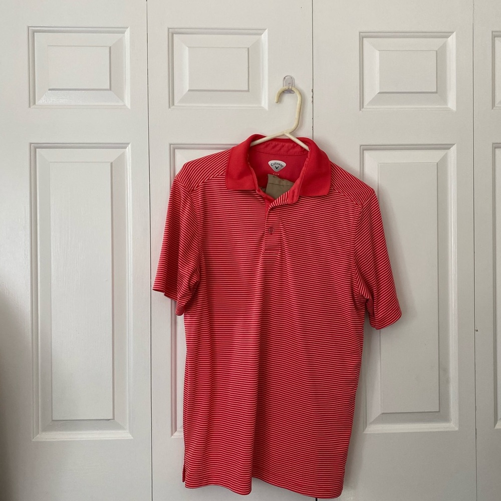 Callaway red stripe golf shirt size m